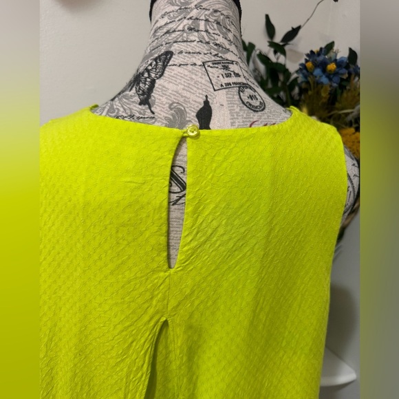 Crown & Ivy Lace trim/ layered Vibrant Green Sleeveless Women's Top size Large - Picture 6 of 10